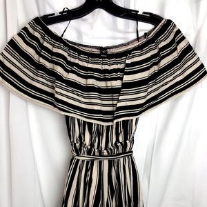 Windsor Black and Beige Striped Romper